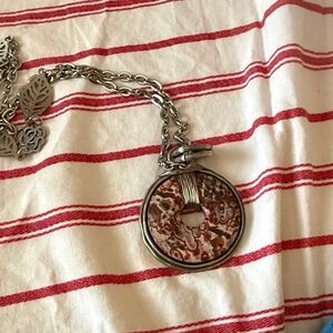 Silver and Brown Pendant Necklace